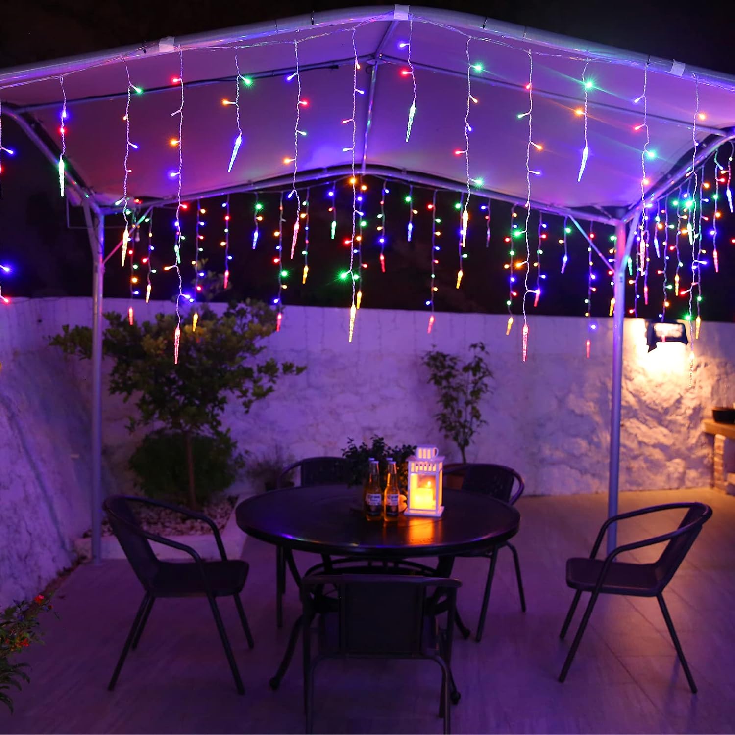 LYHOPE Christmas Icicle Lights, 432 LED 35.4ft 8 Modes Low Voltage Icicle String Lights with 72 Drops, Icicle Fairy Twinkle Lights for Xmas, Eaves, Wedding, Garden, Outdoor, Indoor Decor (Multicolor)