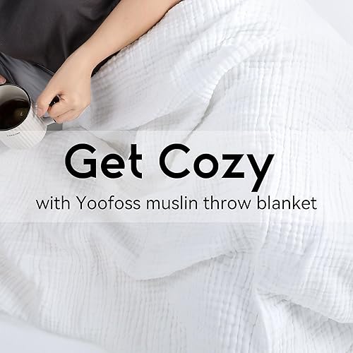 Miniatura 7 de Yoofoss Manta de muselina 100% algodón orgánico, grande de 50 x 60 pulgadas, para cama, sofá, manta de gasa de verano para adultos, ligera y