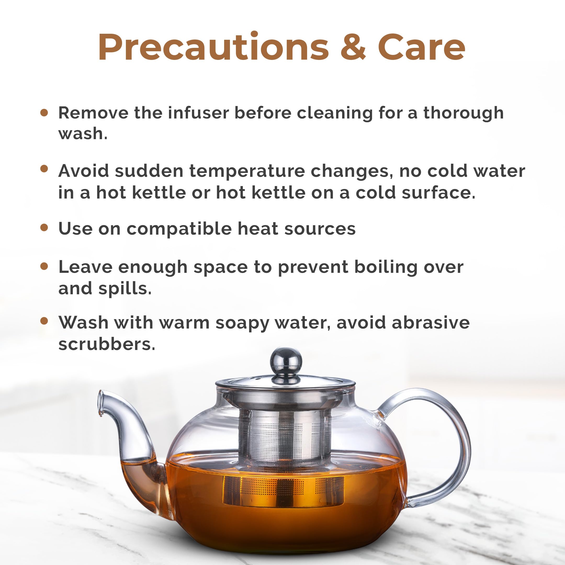 Glass Tea Pot with Infuser - Brew Tea & Coffee -7 Glass Tea Pot with Infuser - Brew Tea & Coffee -7
