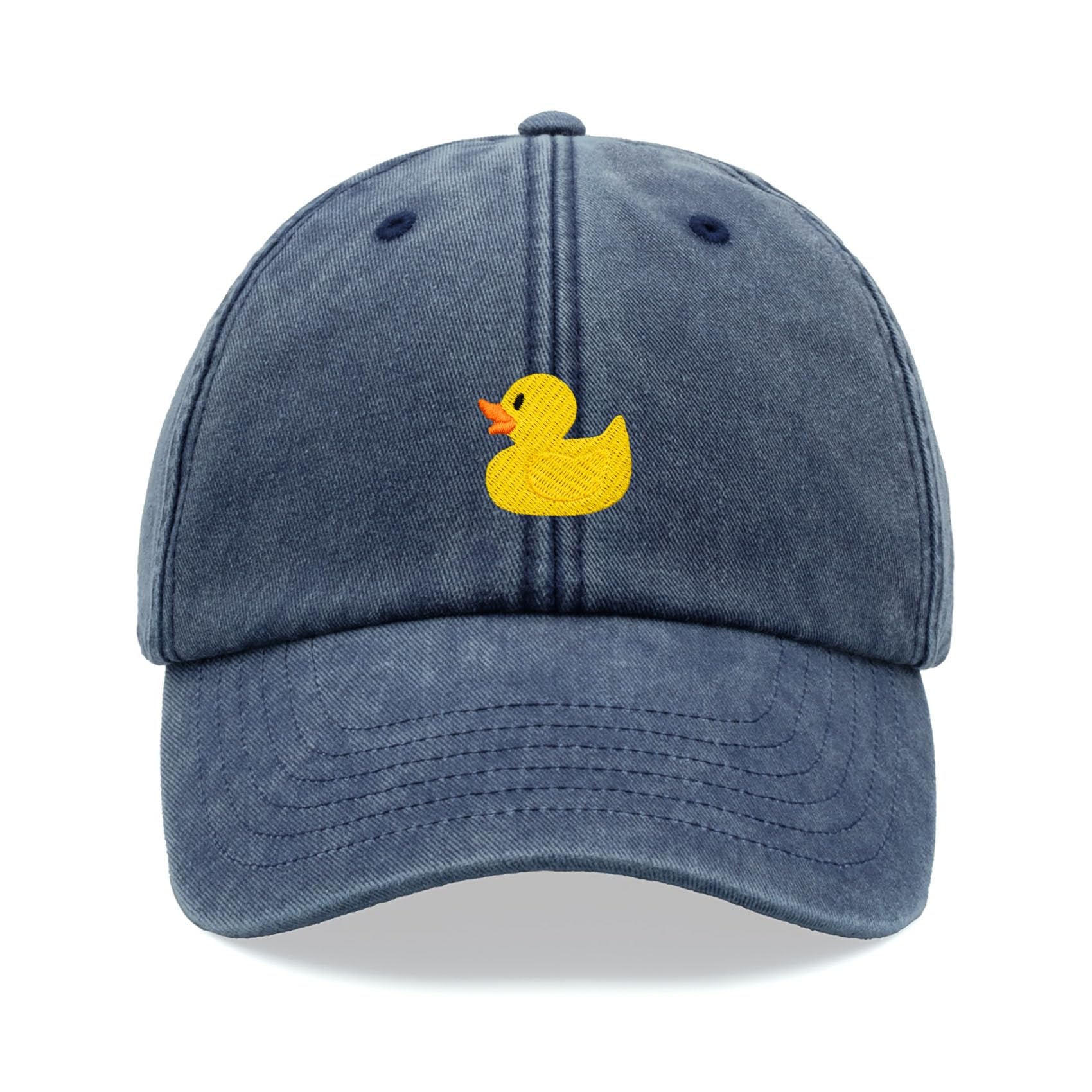 Yellow Rubber Duck Baseball Cap Vintage Washed Unisex Dad Hat Adjustable Blue Denim