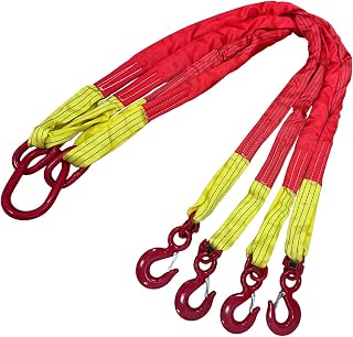 Four Leg Bridle Web Sling 13ft 22046lb Web Slings Belt Type with Hook 4.0 m 10000 kg Light Weight and Flexible Capacity Steel Sling[4leg 10.0t 4m]
