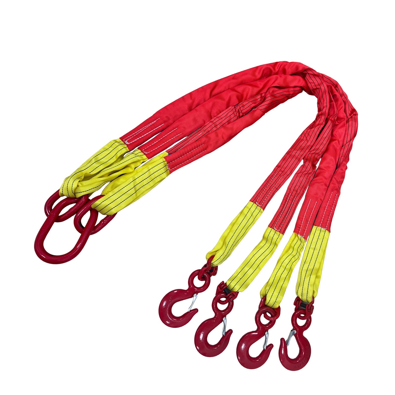 Four Leg Bridle Web Sling 13ft 22046lb Web Slings Belt Type with Hook 4.0 m 10000 kg Light Weight and Flexible Capacity Steel Sling[4leg 10.0t 4m]