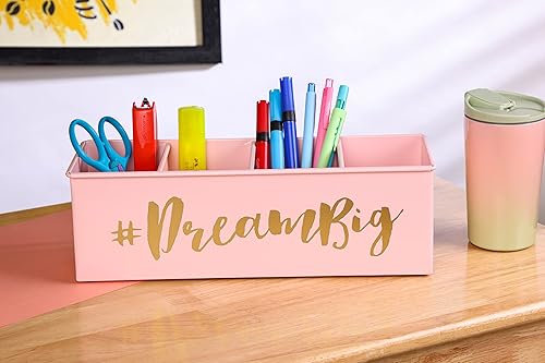 Miniatura 4 de DUDKI - Organizador de escritorio de metal para decoración de escritorio de oficina en casa, 4 compartimentos para bolígrafo y soporte de