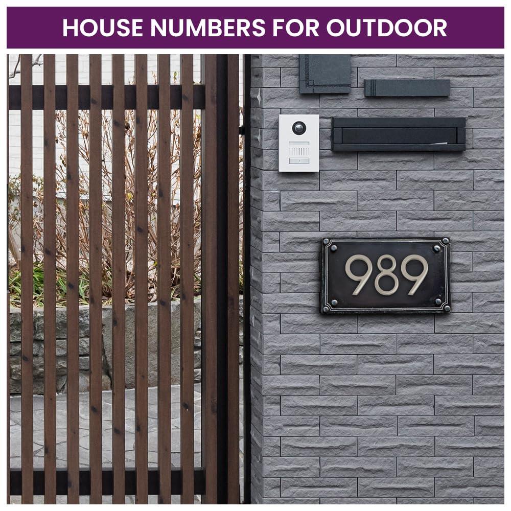 DecorTwist® Metal House Number Modern Silver House Numbers For Flat Door Hostel Hotel Lodge Apartment College Library Rack Number Warehouse 10cm 4 Inch Height (Number 9) — Amazon image 4