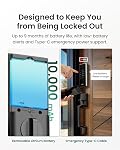 DESLOC K140 Plus Palm Vein Reconnaissance Smart Door Lock avec poignées WiFi, Contrôle de l'application, verrouillage automatique et jusqu'à 9 Mois de vie de batterie rechargeable, noir