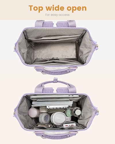 Miniatura 3 de LOVEVOOK Mochila para computadora portátil para mujer, mochila para profesores, enfermeras, trabajo, viajes, mochila para computadora, Púrpura-