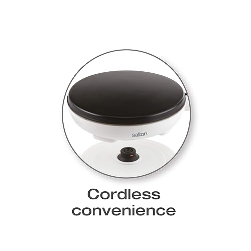 Miniatura 5 de Salton Máquina eléctrica inalámbrica para crepas con plato de masa y espátula con superficie de cocción antiadherente, control automático de