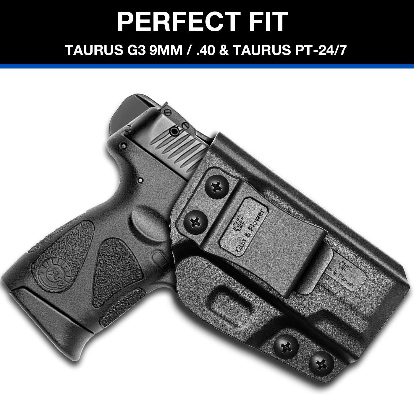 Taurus G3 Holster, Polymer and Kydex IWB for Concealed Carry Holster for G3 Taurus| Adj. Cant & Retention | Inside Waistband | Taurus G3 Accessories | Fiber-Reinforced Polymer & Kydex Available