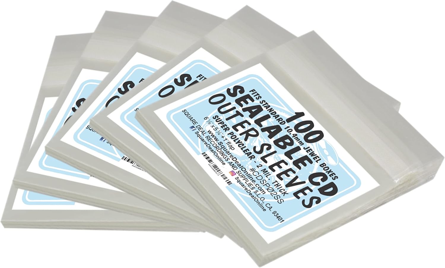 500 Polyclear Sealable Plastic CD Sleeves CDSP02SS Holds