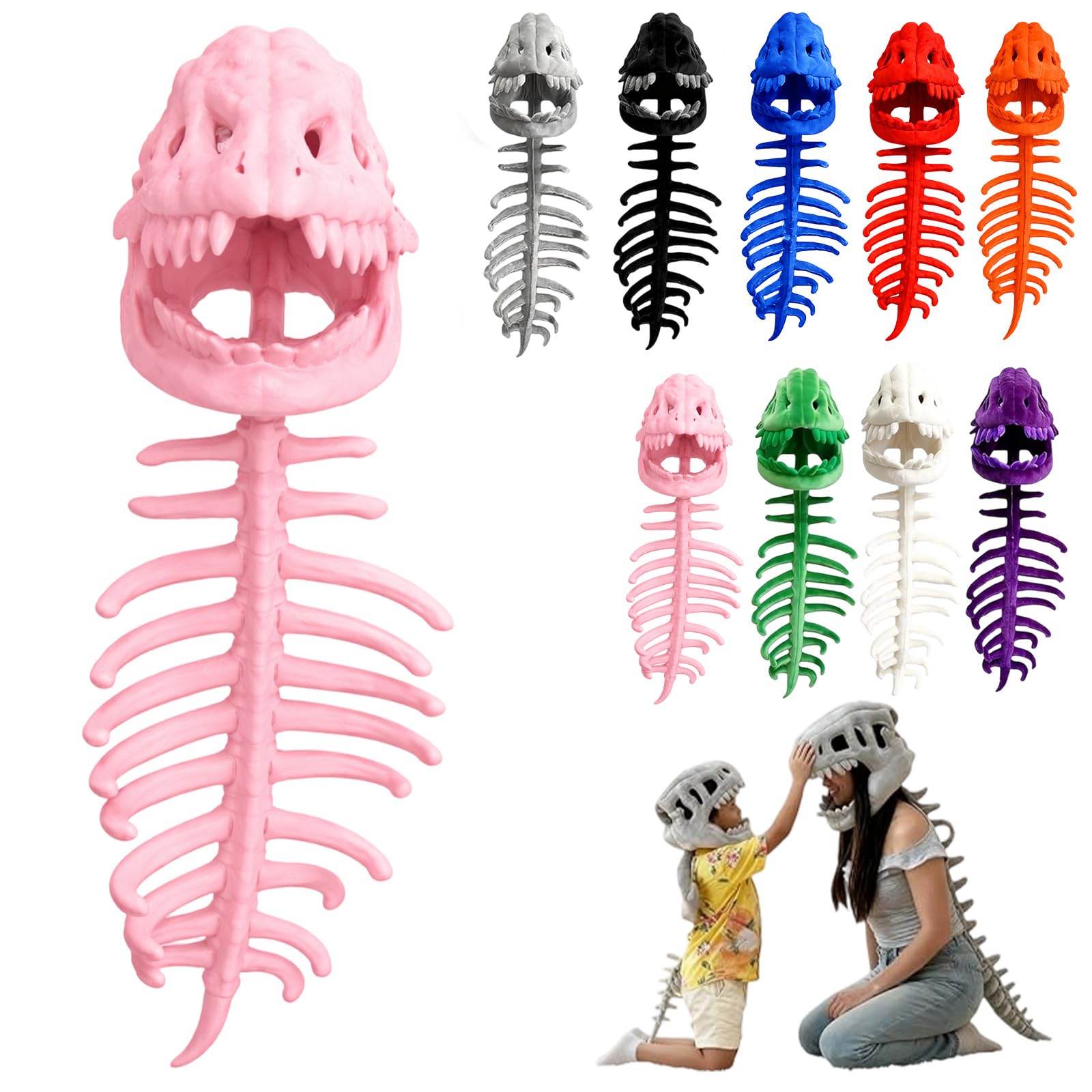 2026 New Dinosaur Skeleton Costume, 3D Spinosaurus Skull Mask & Plush Spine for Dress-Up Play