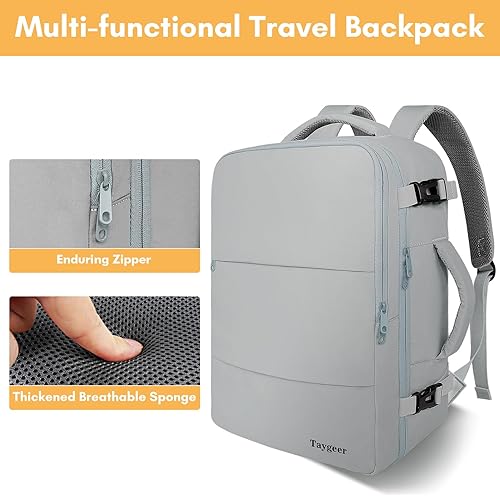 Miniatura 9 de Taygeer Mochila de Equipaje de Mano, Mochila de Viaje para Mujeres con Puerto de Carga USB y Bolsa para Zapatos, Mochila para Laptop de 15.6