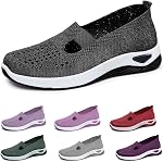 2024 New Women's Woven Breathable Soft Sole Shoes, Upgrade Orthopedic Shoes Outdoor Hiking Mesh Up Knit Stretch Slip on Casual Orthopedic Sneakers for Women