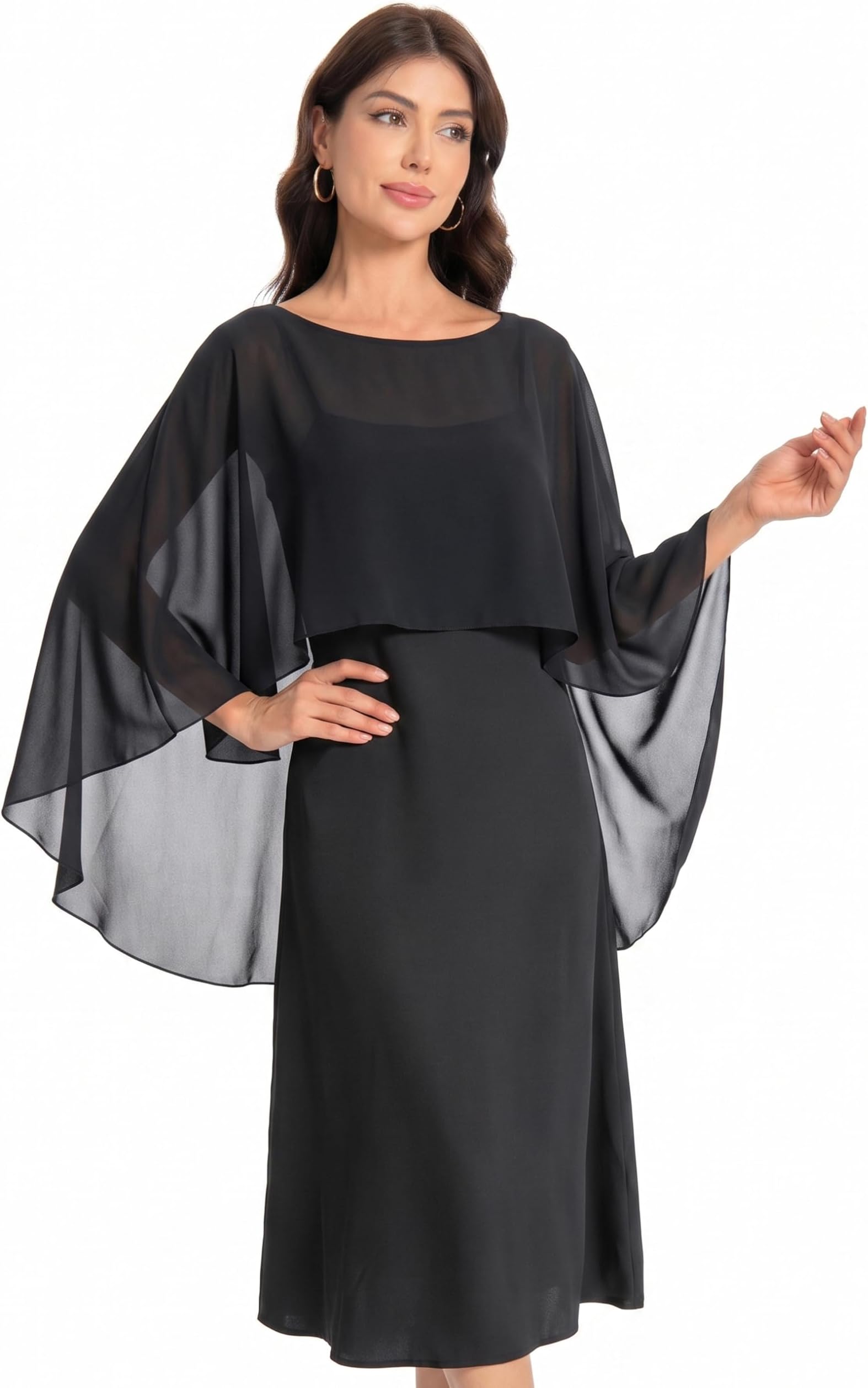 Women's Capelet Shawls and Wraps for Evening Dresses Soft Bridesmaid Shawl Chiffon Cape Wedding Cover Up