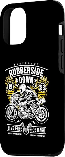 Vista 26 de iPhone 11 Retro Cafe Racer Rubberside Down Motorcycle Race Design Case