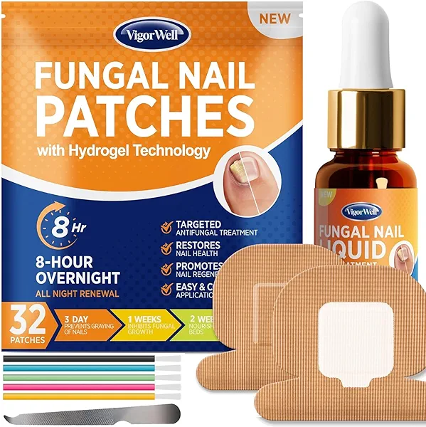 Toenail Fungus Treatment Extra Strength - Nail Fungus Treatment For Toenail Extra Strength - Nighttime Nail Patches & Nail Treatment Liquid Set (32patches+15ml)