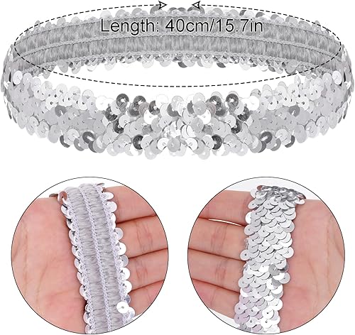 Miniatura 5 de Juego de accesorios de discoteca de los años 70 para mujer, bufanda de lentejuelas de discoteca con