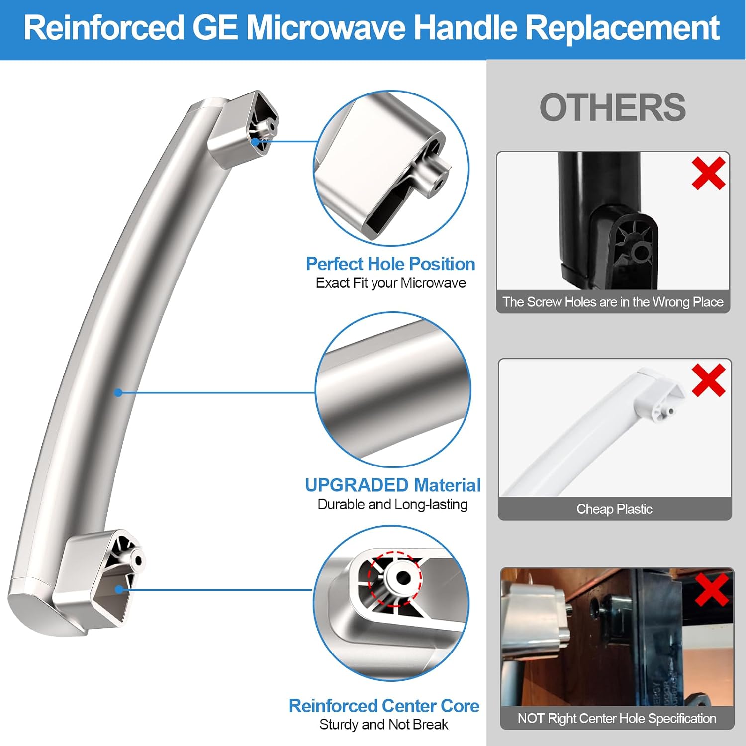 UPGRADED WB15X21101 Microwave Door Handle Compatible with GE Microwave Handle Replacement,Reinforced General Electric GE Microwave Door Handle Parts AP5790530, JNM3163RJ1SS, PSA9120SF1SS, PVM9179SF2SS