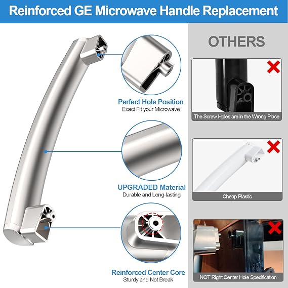 UPGRADED WB15X21101 Microwave Door Handle Compatible with GE Microwave Handle Replacement,Reinforced General Electric GE Microwave Door Handle Parts AP5790530, JNM3163RJ1SS, PSA9120SF1SS, PVM9179SF2SS
