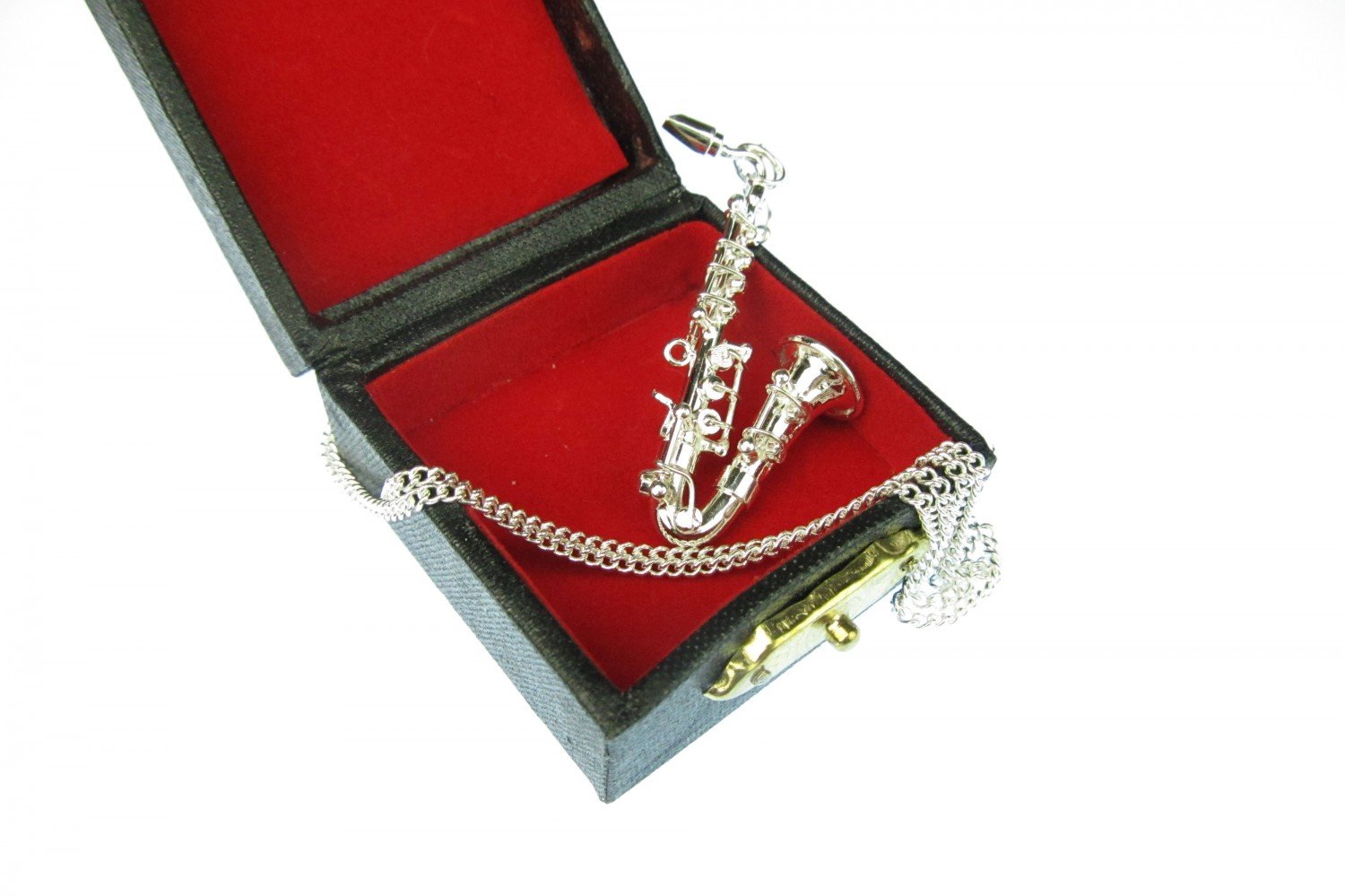 Miniblings Saxofon Kette Saxofonkette Halskette Saxophon versilbert 60cm
