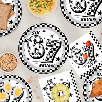 170pcs Checkered Birthday Tableware Set Serves 24