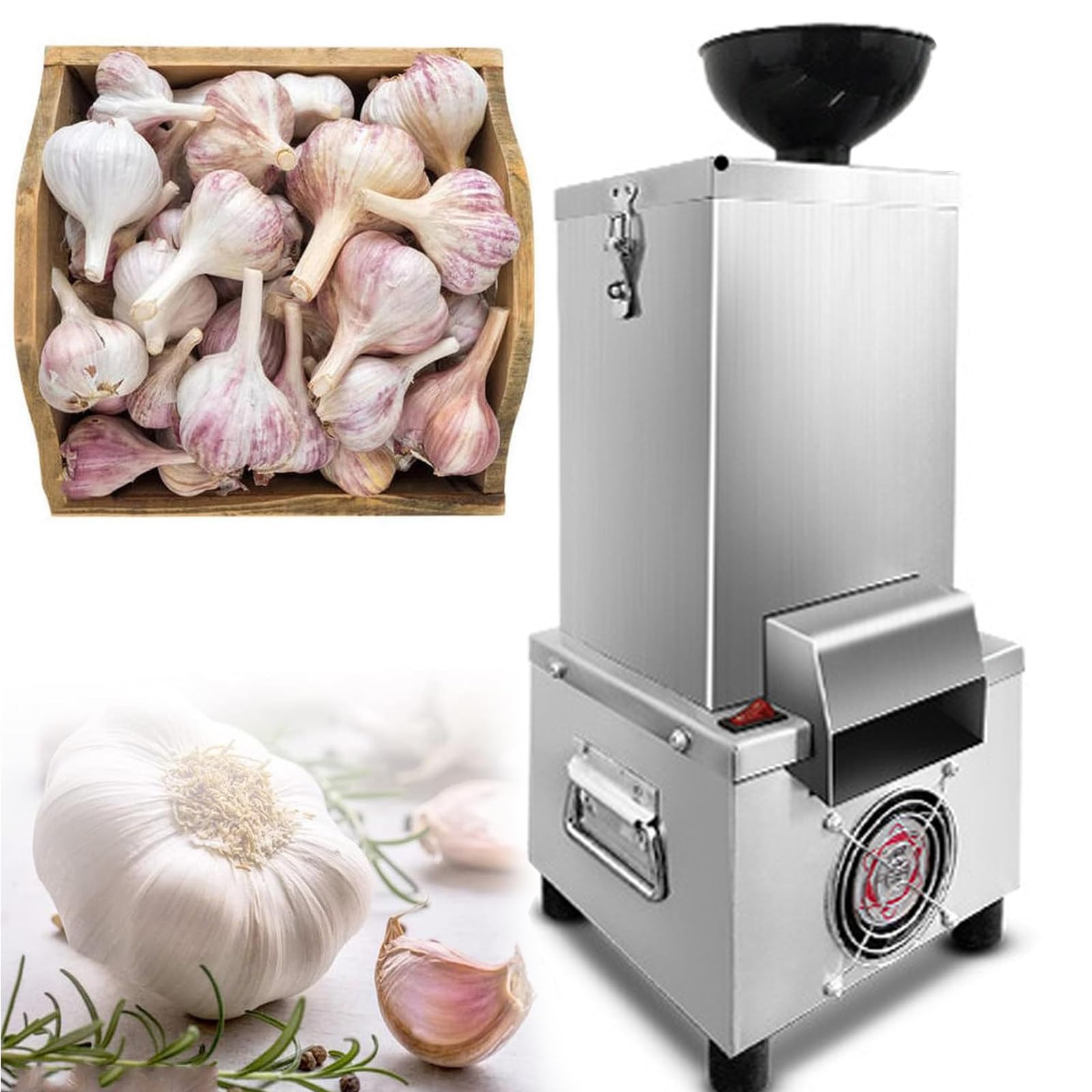 emobwdy 200w Whole Dry Garlic Peeler Machine, 25kg/H Automatic Electric Stainless Steel Garlic Peeling Machine Whole Garlic Separator For Canteen Restaurants-Removable For Cleaning,Silver