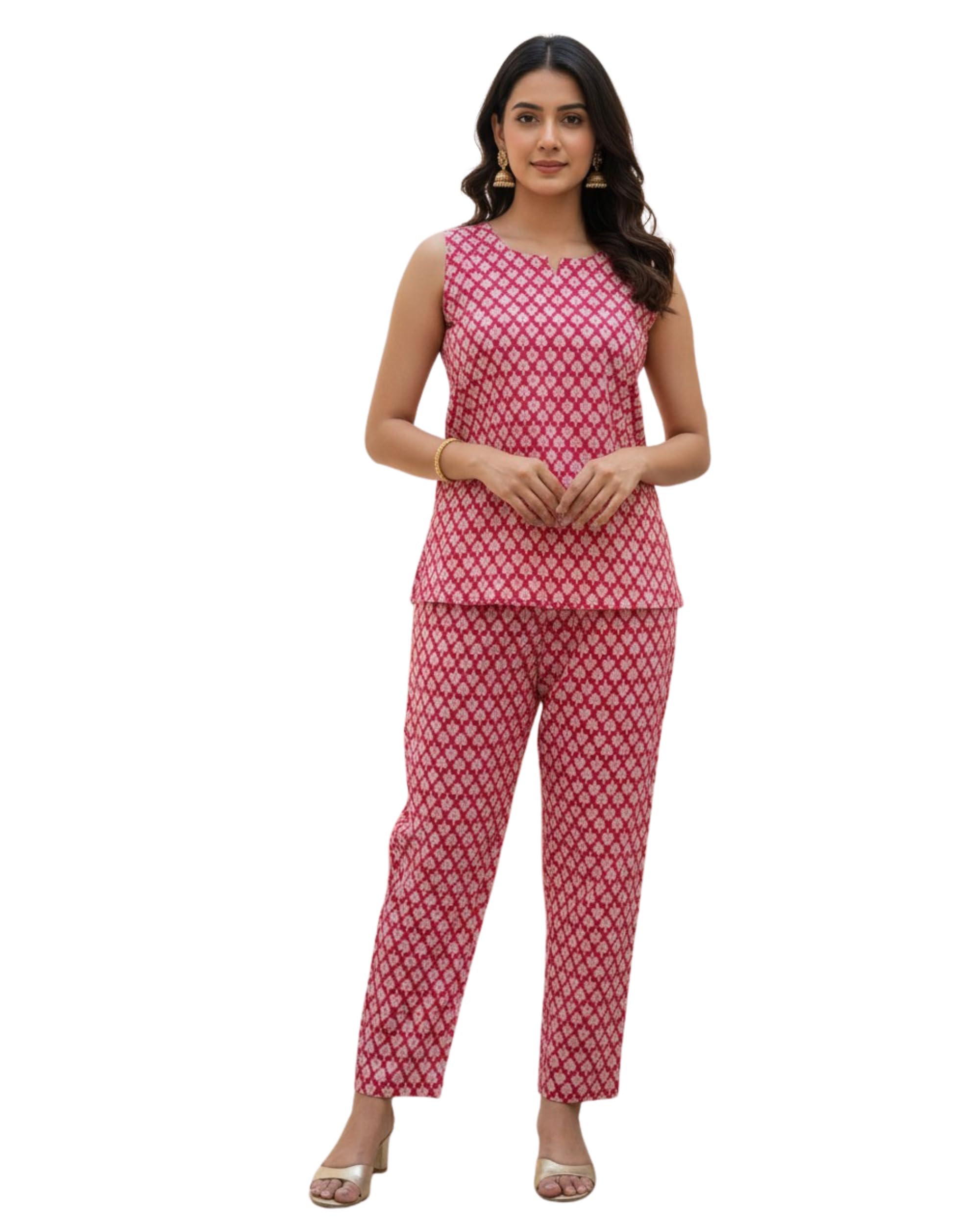 shokariya Women Printed Cotton Night Suit Set | Sleeveless Top with Pajama | Comfortable Lounge Wear & Nightwear for Women-picture-20