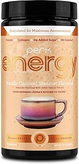 Perk Energy Drink Mix (Vanilla Caramel Steamer) 20 Servings - Caffeinated Healthy Coffee Alternative with Protein, 100mg of Caffeine, Gluten-Free, Soy-Free, Peanut-Free