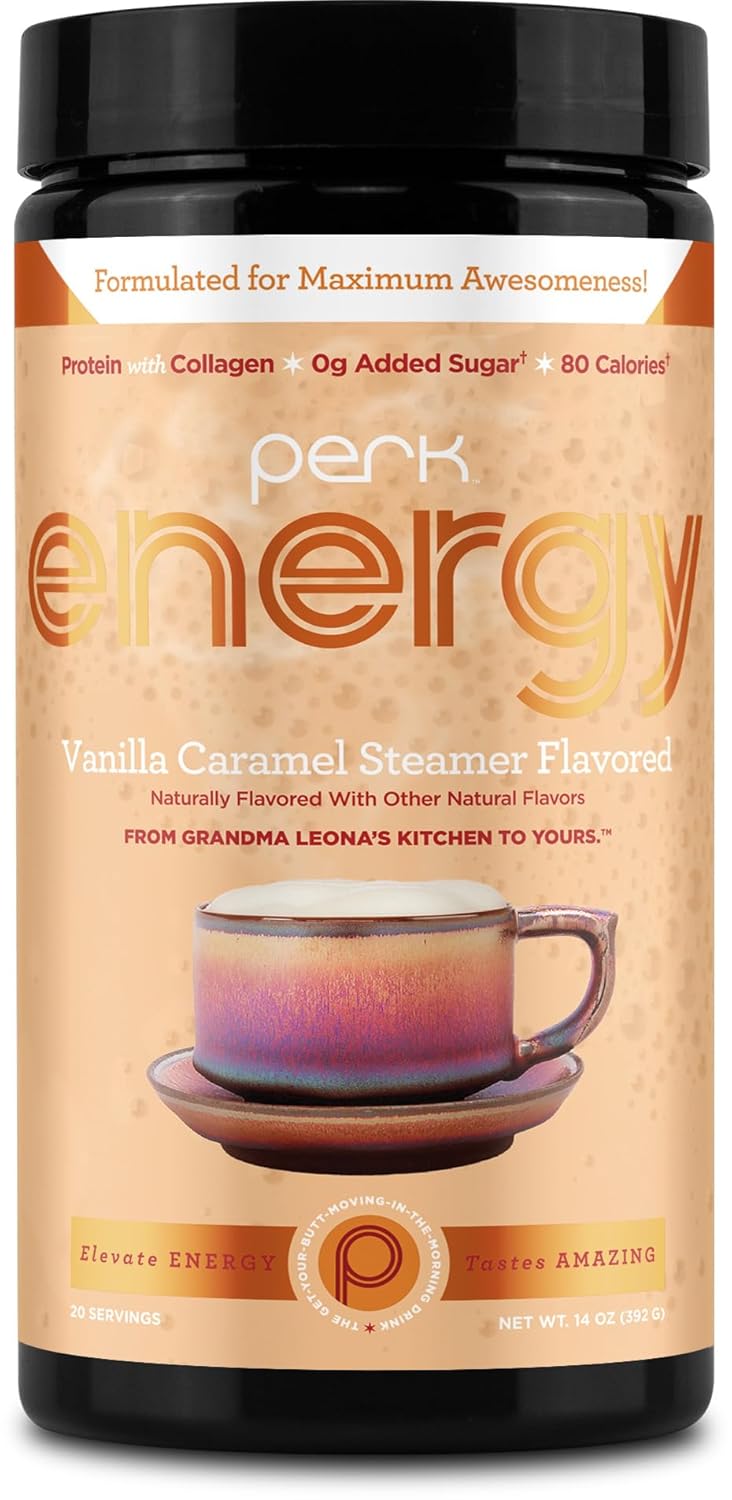 Perk Energy Drink Mix (Mexican Hot Chocolate) 20 Servings - Caffeinated Healthy Coffee Alternative with Protein, 100mg of Caffeine, Gluten-Free, Soy-Free, Peanut-Free