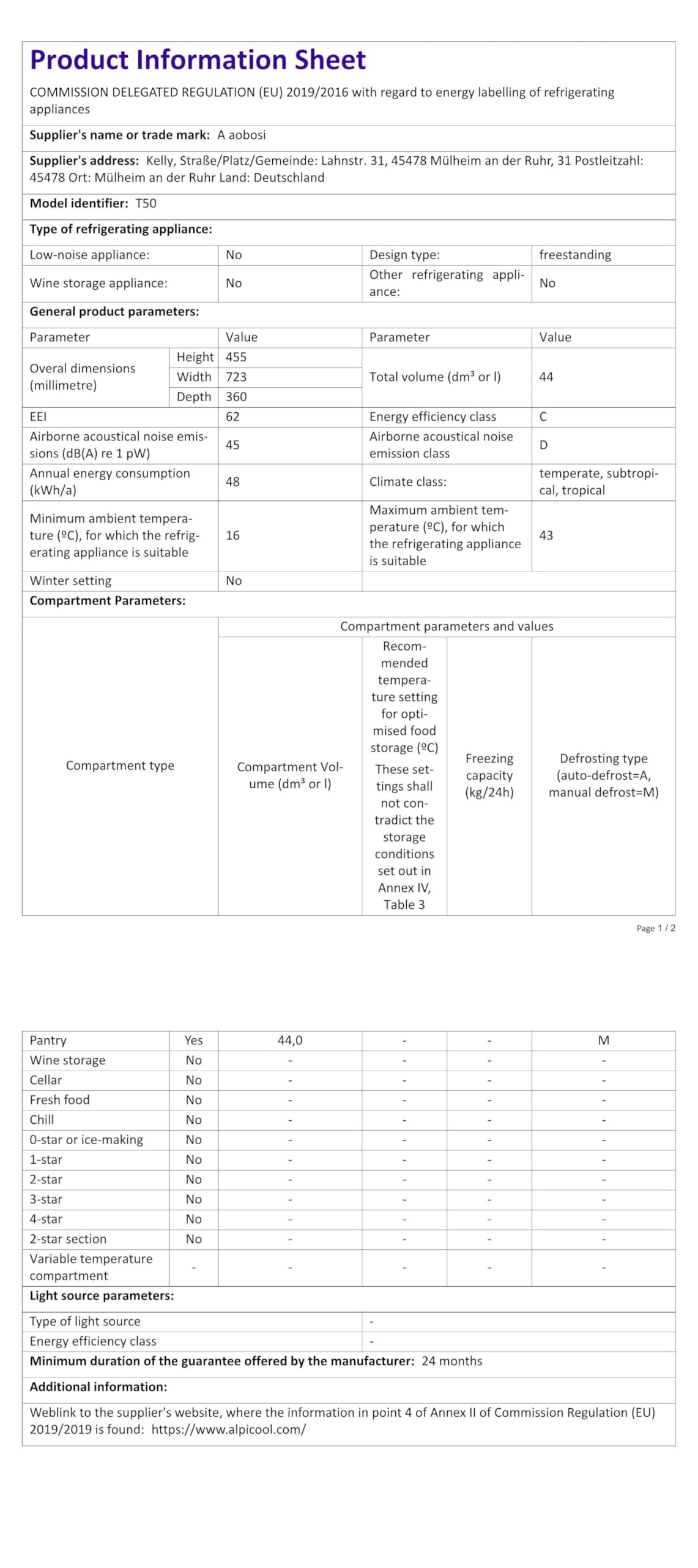 AAOBOSI Kompressor Kühlbox 50 L, 12/24 V 100-240 V, APP-Steuerung, bis -20 °C, Dual Zone