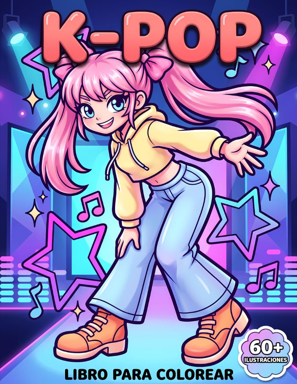 Libro para Colorear K-Pop: Más De 60 Diseños Sencillos Con Personajes Adorables, Moda De Escenario Y Ambiente Musical