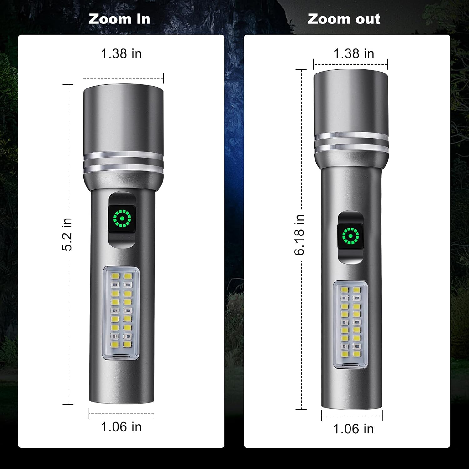 Flashlight High Lumens Rechargeable, 3000 Lumen Super Bright Led Flashlights with 6 Light Modes, IPX6 Waterproof, Powerful Handheld Flash Light for Camping Home Emergencies （2 Pack）