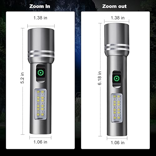 Miniatura 7 de Linterna recargable de alto lúmenes, 3000 lúmenes, linternas LED superbrillantes con 6 modos de luz, IPX6 impermeable, potente luz de flash de mano