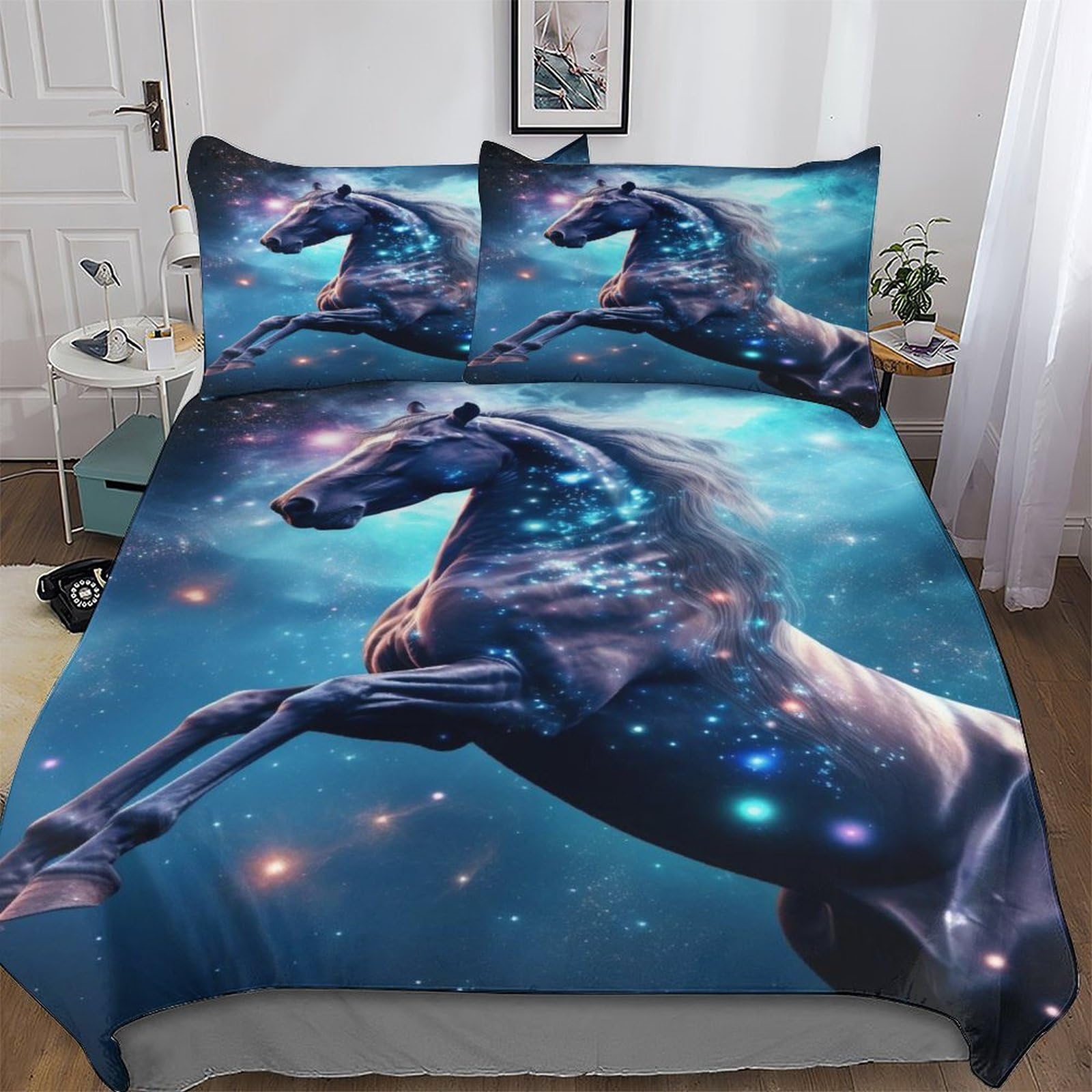 Housse de couette cheval 200x200 pour lit double 3 pièces