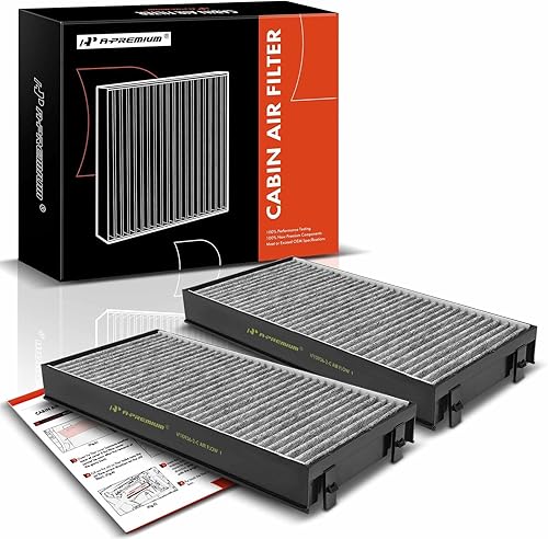 A-Premium Filtro de aire de cabina de 2 piezas con carbón activado compatible con BMW X5 2007-2019, X6 2008-2019, repuesto # 64116945594, 64119248294