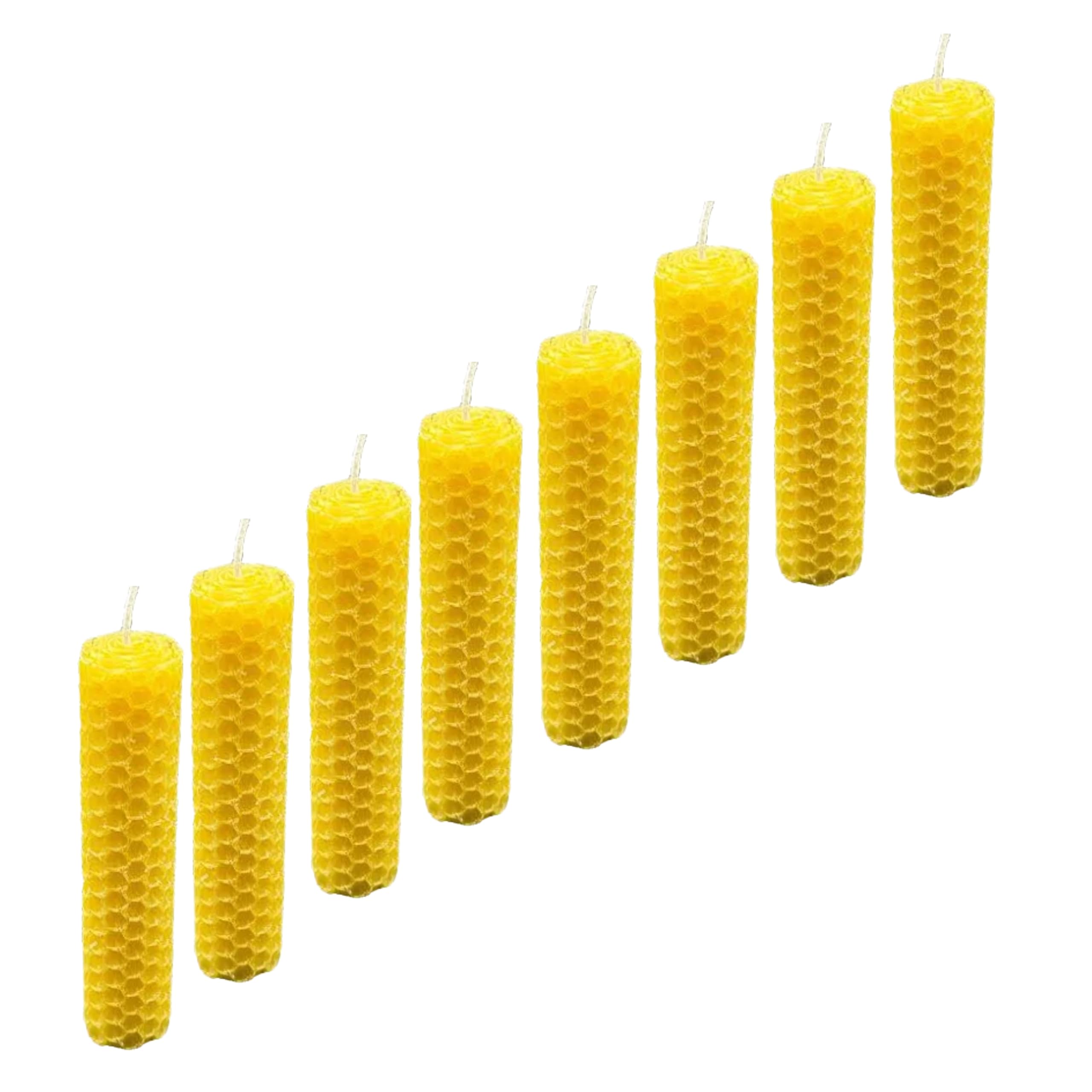 Spellweaver Handmade 10cm Beeswax Spell Candles – Set of 8 Yellow Ritual Candles for Success, Focus and Confidence