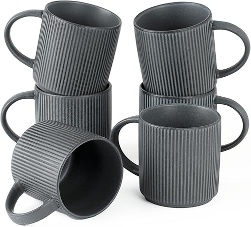 Miniatura 25 de famiware Star - Juego de tazas de café para 4 unidades, 12 onzas, con asa, para café, té, cacao, leche, cerámica, color blanco Blanco