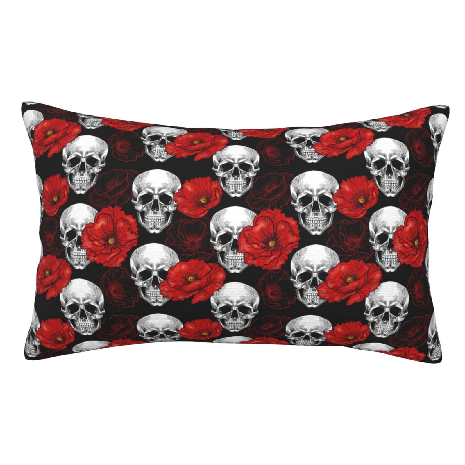 Soft Plush Pillow Cover For Sofa & Bed, Halloween Skull, Standard Furry Throw Pillow Case 50x75 cm, Decorative Cushion Cover For Bedroom Living Room Decor, Hidden Zipper Pillowcases For All Seasons