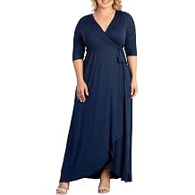 Kiyonna Plus Size Meadow Dream Maxi Dress | Women's Long Wrap Dress for Wedding Guest, Cocktail, Work, or Casual Wear