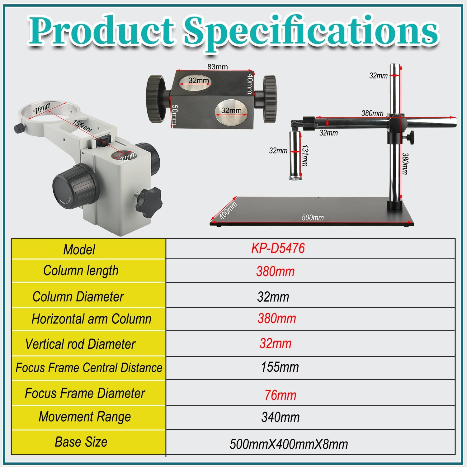 Large Platform Microscope Universal Adjustment Bracket 76mm Focusing Frame Base 500X400mm
