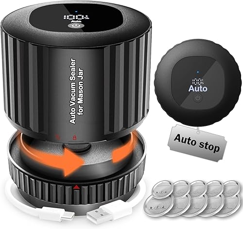 Kit automático de sellado al vacío de tarros de masón eléctrico para tarros Mason de boca ancha y boca regular, versión mejorada de la máquina