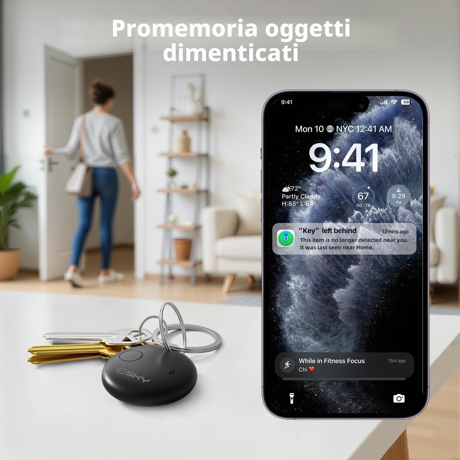 Esky Smart Tracker Tag Air Tracker Tag Compatibile con Apple Dov'è Bluetooth Localizzatore Oggetti Impermeabile IP67 Batteria Sostituibile 4 Pezzi