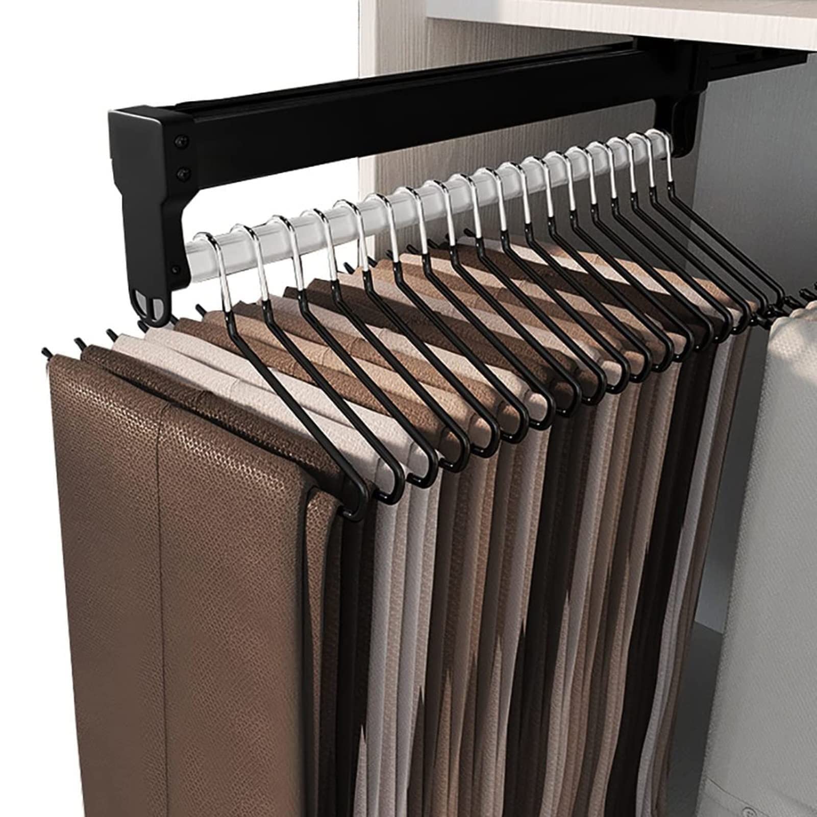Extensible Pants Hanrs- Perchero de acero inoxidable para pantalones, 550 mm, para armario