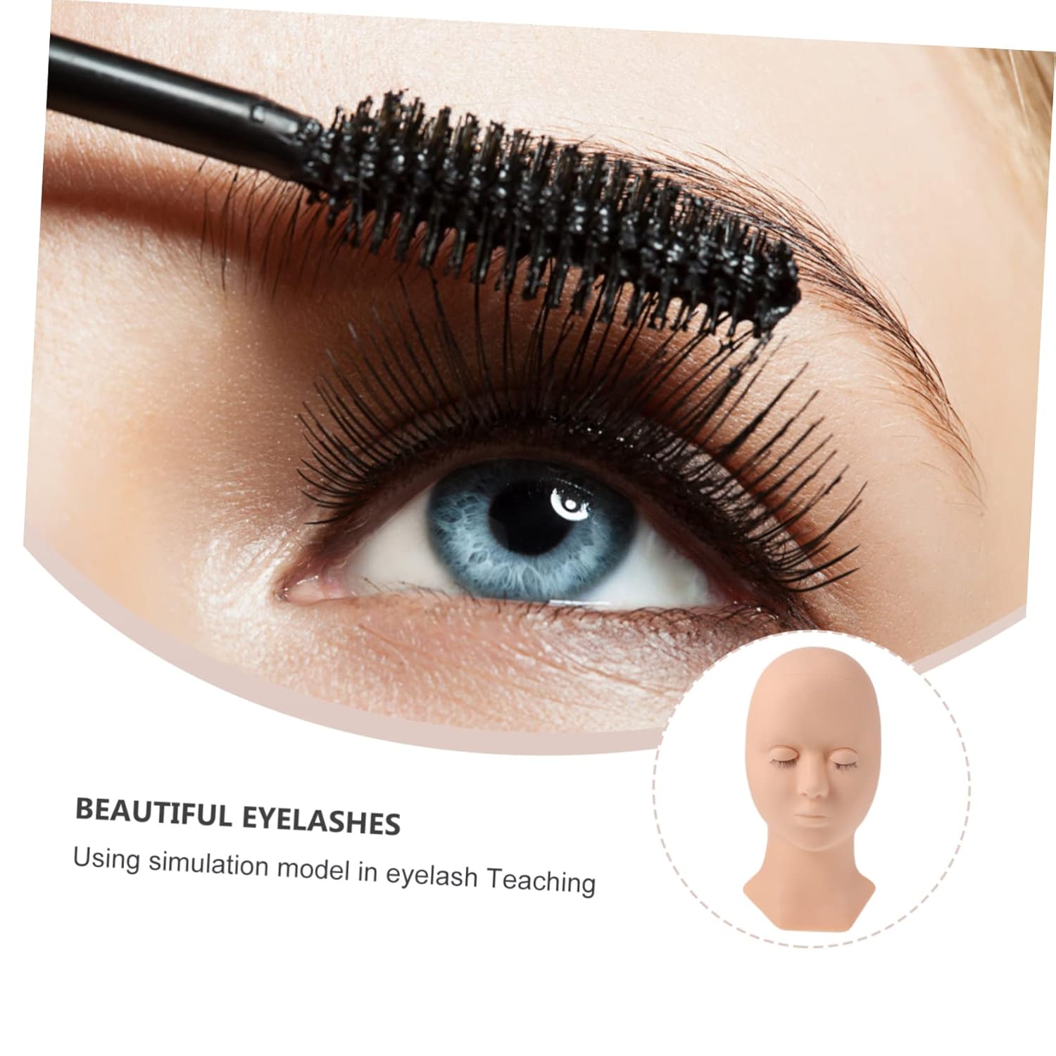 DOITOOL Practice Training Display Head Mold Makeup Mannequin Head Grafting Eyelash Extension Tool Realistic Human Eye Shape