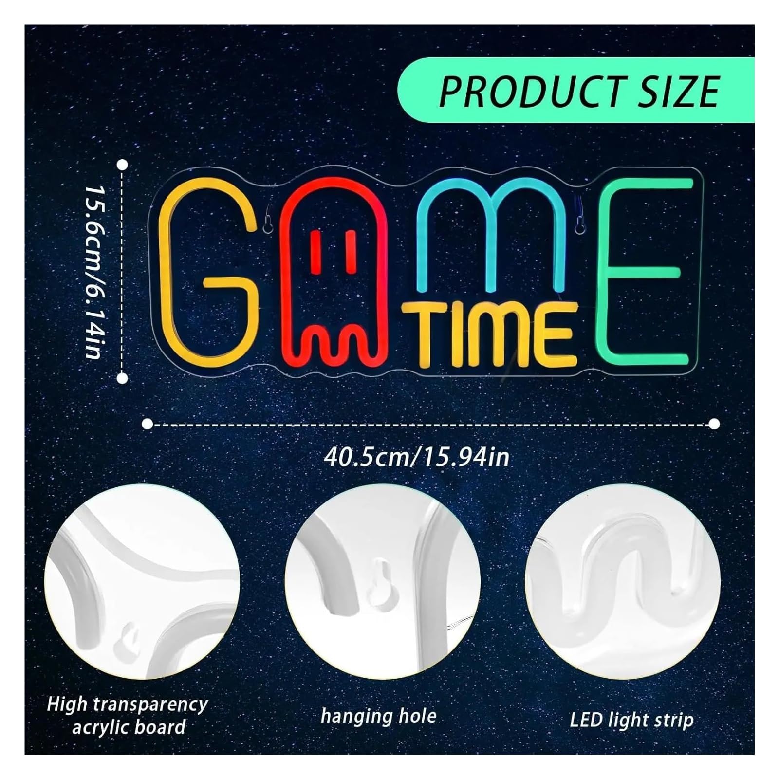 Luci al Neon Da Parete Insegna Al Neon Game Time Con Luce Dimmerabile USB Per Sala Videogiochi Camera Da Letto Per Ragazzi Adolescenti Decorazione Personalizzata 40.5cmх15.6cm