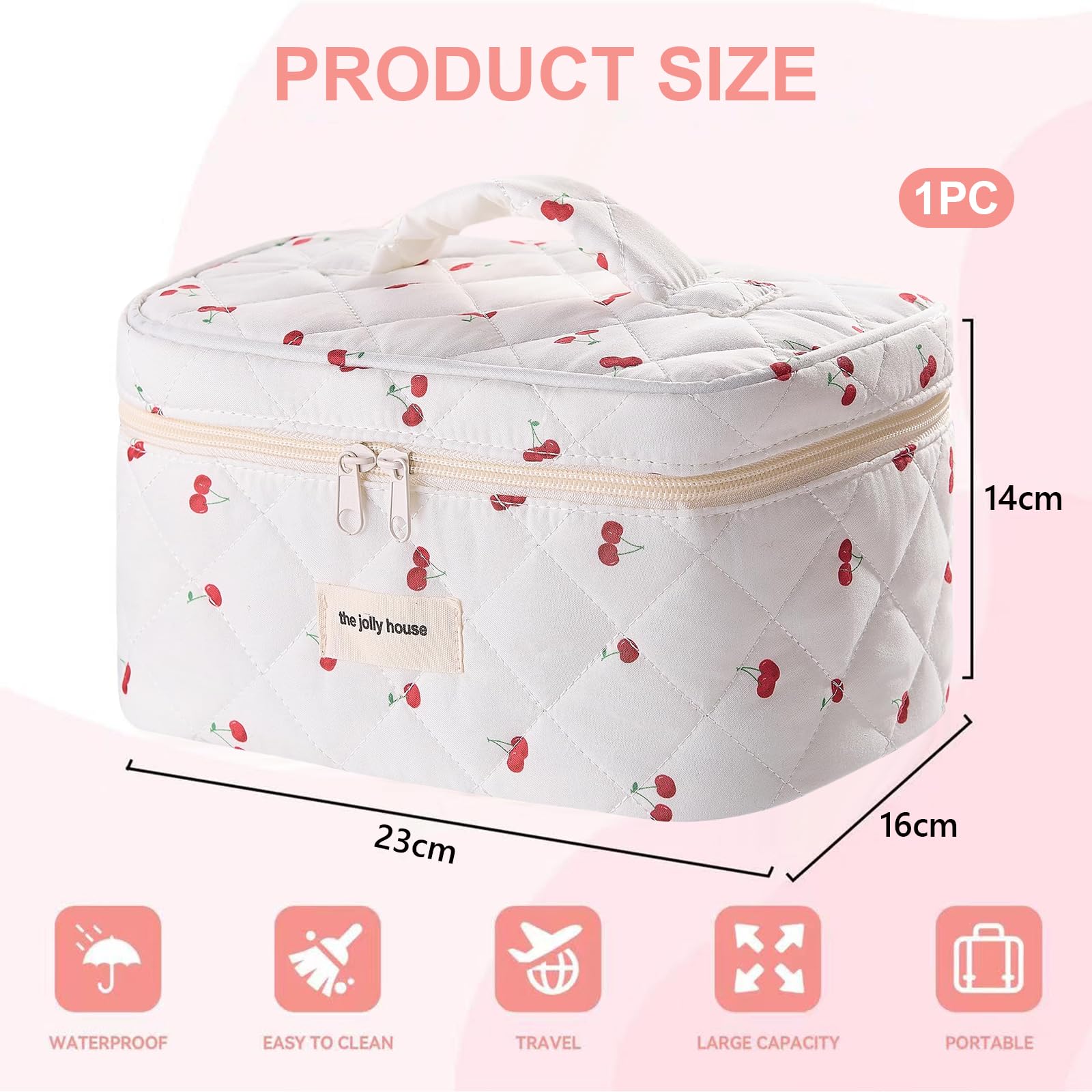 Cute Cherry DesignWith its charming cherry design, this aesthetic makeup bag adds a playful, stylish touch to any look. Perfect for both travel and daily use - Image 2