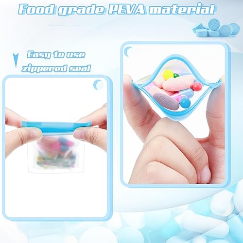 Miniatura 3 de Demissle Paquete de 21 bolsas para pastillas de 4 x 3 pulgadas con cremallera y organizador de vitaminas con cierre deslizante para viajes,