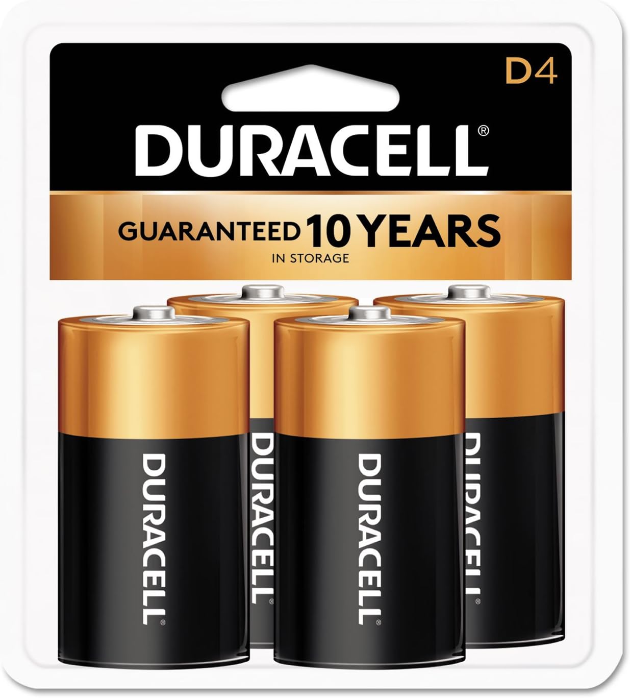 DURACELL COPPERTOP Saver Batteries, Size: D, 4/PK