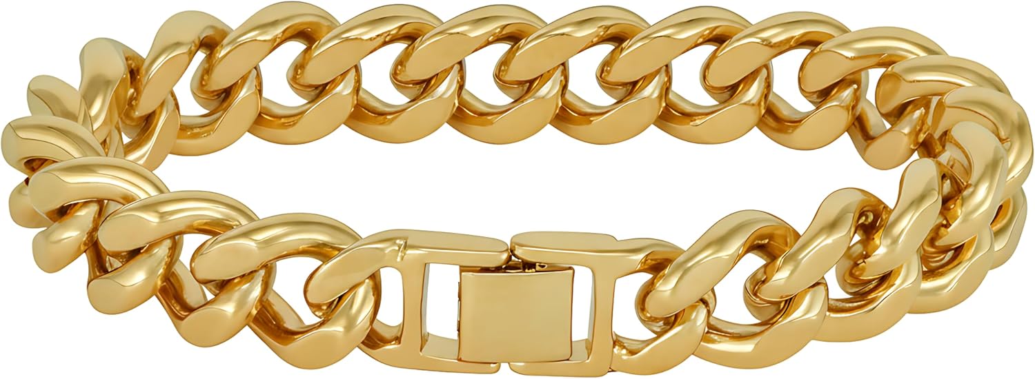 LIFETIME JEWELRY 15mm Miami Curb Cuban Link Chain Bracelet 24k Real Gold Plated - Image 8