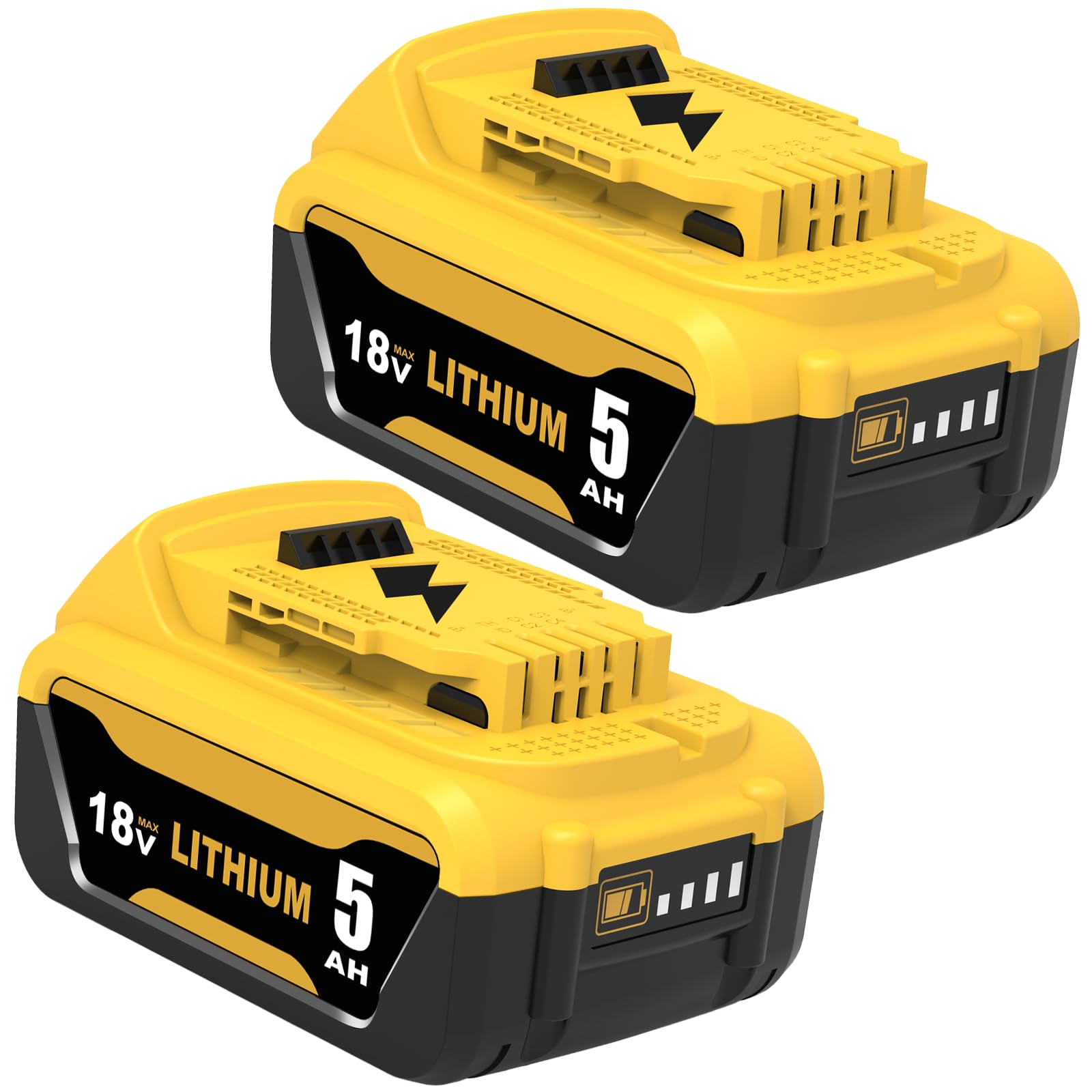 2pcs 5000mAh Replacement for Dewalt Battery 18V for Dewalt Battery DCB184 DCB180 DCB181 DCB182 DCB200 DCB201 DCB204 with LED Indicator Global Recycled Standard Recycled Claim Standard 100 Global Recycled Standard Global Recycled Standard