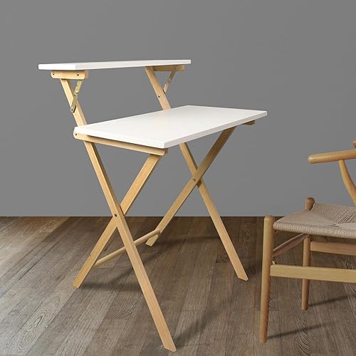 Miniatura 9 de Casual Home Escritorio de trabajo plegable de madera maciza para portátil de 2 niveles, 28 pulgadas de ancho x 24.5 pulgadas de profundidad x 35.5
